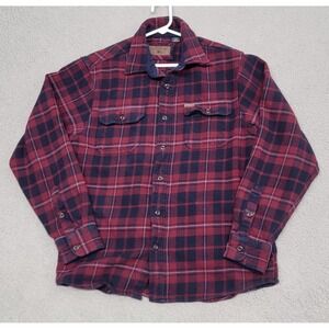 Orvis Jacket Mens Medium Red Plaid Flannel Shirt Shacket Lined Pockets Winter